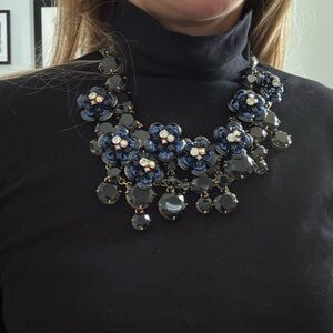 J. Crew Black and Blue Floral Necklace